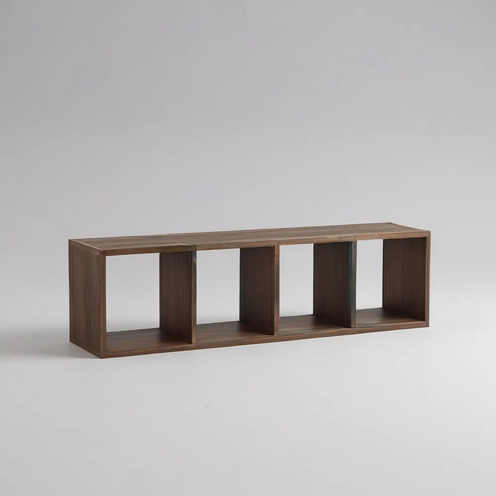 Otevřený úložný modul se 4 přihrádkami 120 × 30 × 35 cm, MDF, dekor ořechu