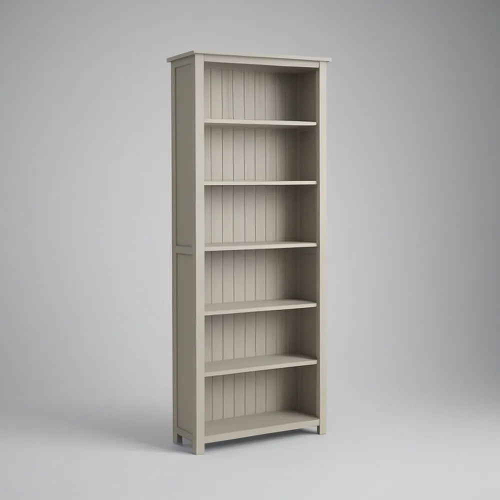 Světle béžová knihovna z MDF se 6 úložnými úrovněmi, 200 × 70 × 30 cm